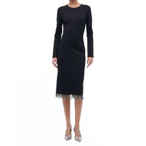 Elegant Black Lace Hem Dress